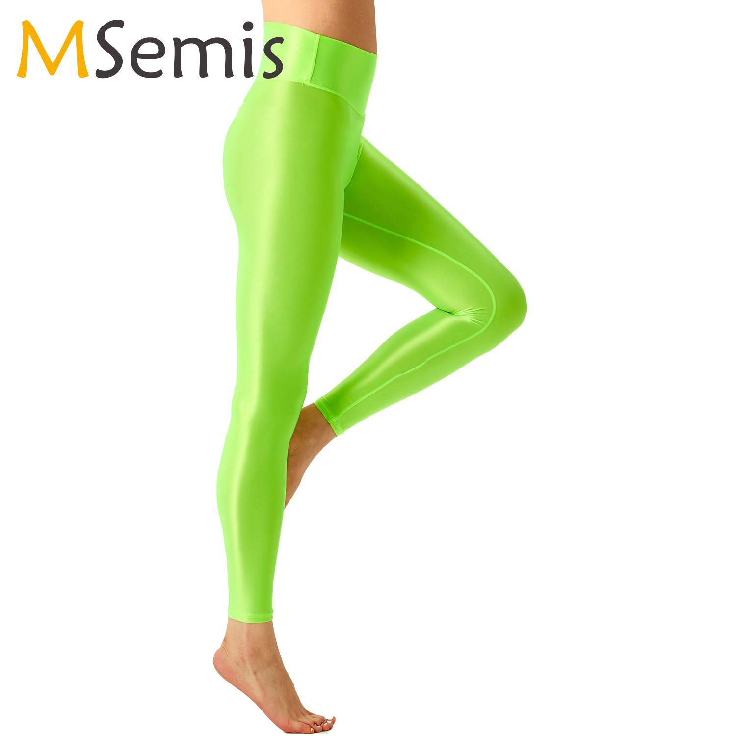 Pilates In Yoga Pants - Legging balet wanita mengkilap pinggang elastis