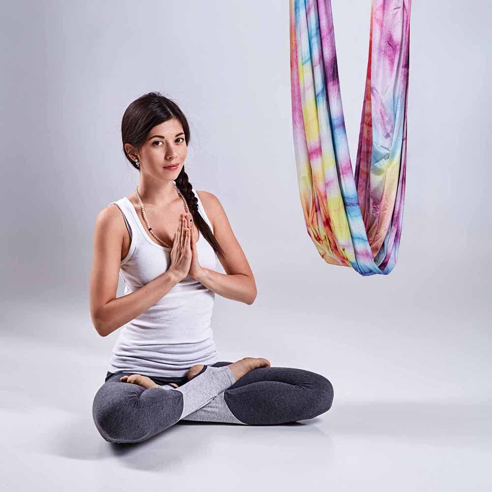 Aerial Silk Hammock - Set Hammock Yoga Aerial Berwarna-warni 9