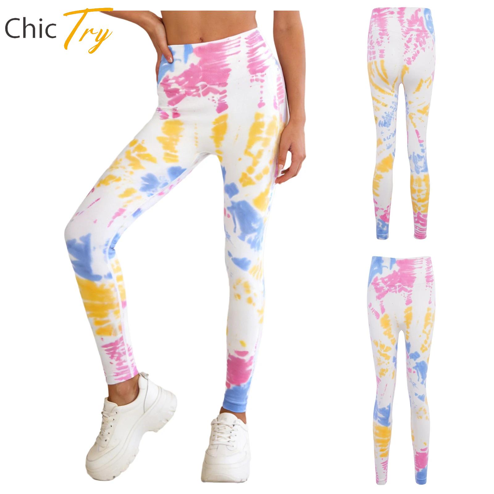 Pilates In Yoga Pants - Celana Yoga Wanita Tie-Dye Elastis Pinggang