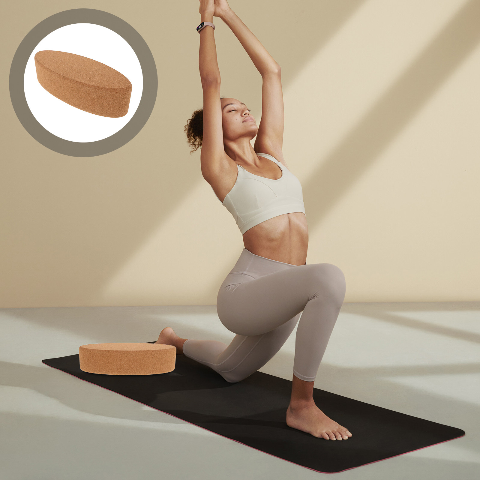 Yoga Block Cork - Blok Yoga Cork Bentuk Oval untuk